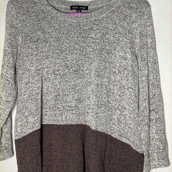 Moa Moa Sweater gray brown color block size medium - Picture 2 of 8